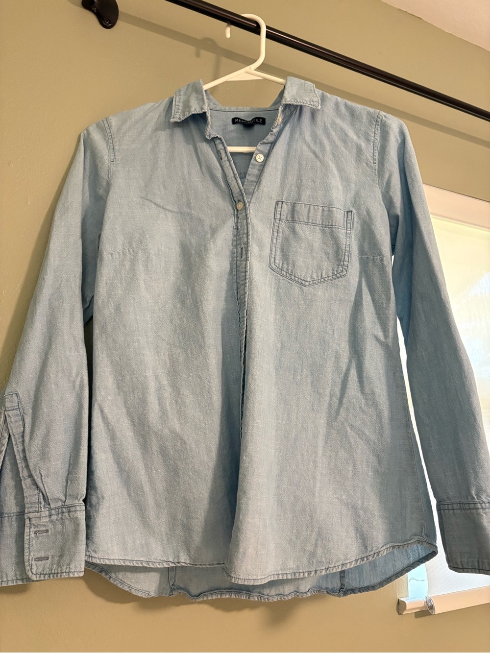 J. Crew Light Denim Button-Down Pullover Shirt